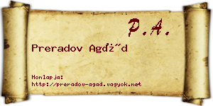 Preradov Agád névjegykártya